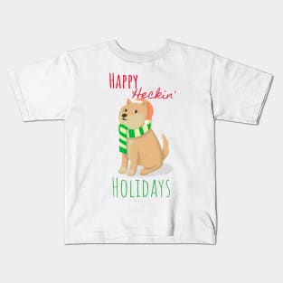 Happy Heckin' Holidays Christmas Shiba Inu Dog Kids T-Shirt